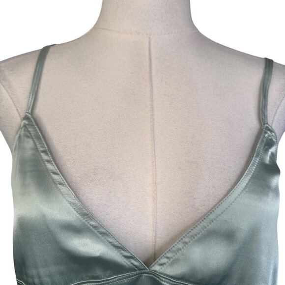 ZARA Sage Green Medium Satin & Knit Reversible Camisole With Tie Back Detail - Picture 4 of 14